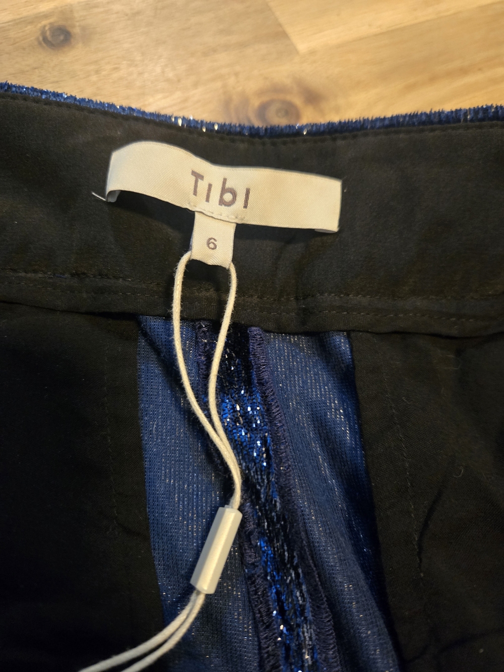 Tibi Stella Metallic Velvet Wide Leg Crop Pants in a rich metallic blue - Picture 5 of 6
